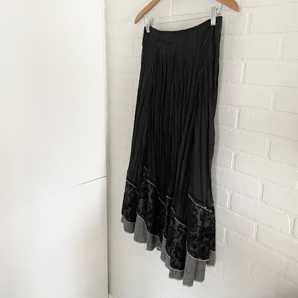 Vintage 90s Y2K Midi Skirt Artsy Whimsigoth Iridescent Dark fairy Lace Sz S - Picture 12 of 14